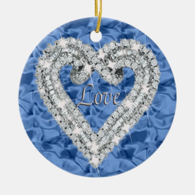 Blårunda Kärlek Diamond Heart Ornament (Framsidan)