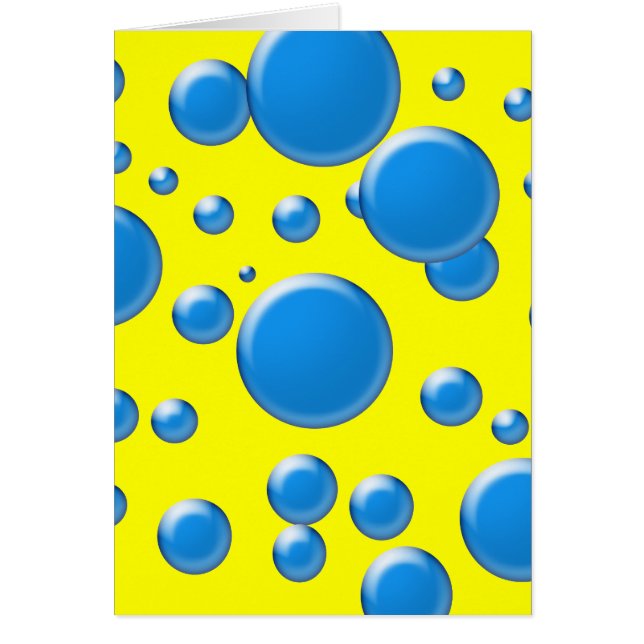 Blårundor på gulten hälsningskort (Framsidan)