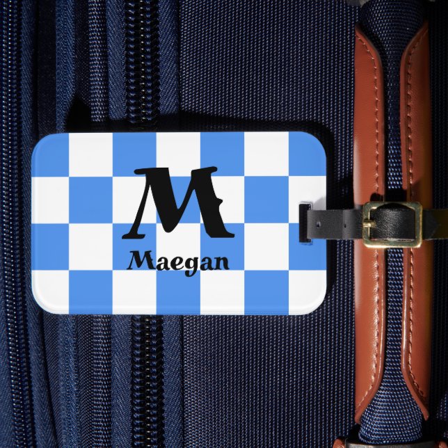Blårutig bakgrund bagagebricka (Framsida Insitu 4)