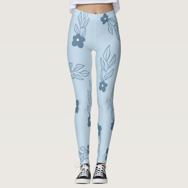 BLÅS BLOMMIGT LEGGINGS (Framsida)
