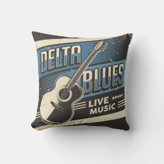 Blås för Retro Vintage Classic Music Delta Blues Kudde