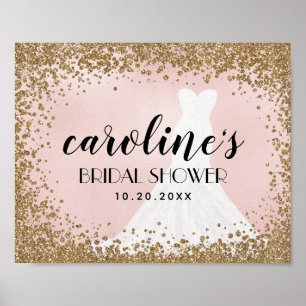 Blås Glitter Bride Dress Möhippa-tecken Poster