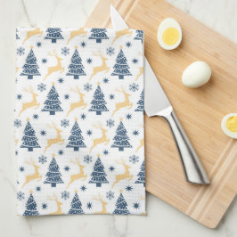 BLÅS HELGDAG- OCH GULT-REINDEER KÖKSHANDDUK