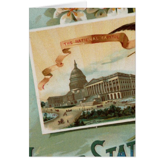 Blås illlustrerade atlas hälsningskort (Framsidan)