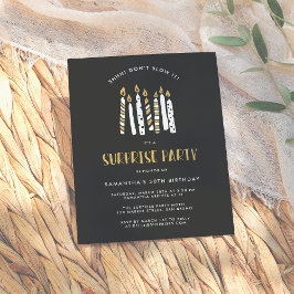 Blås inte Guld Glitter överraskande Födelsedagsfes Inbjudan Vykort