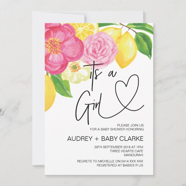 Blås med en flicka, babyskor, Party sommar Baby Inbjudningar (Framsida)