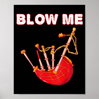 Blås roliga skotska säckpipa Tartan Sarksatisk Poster