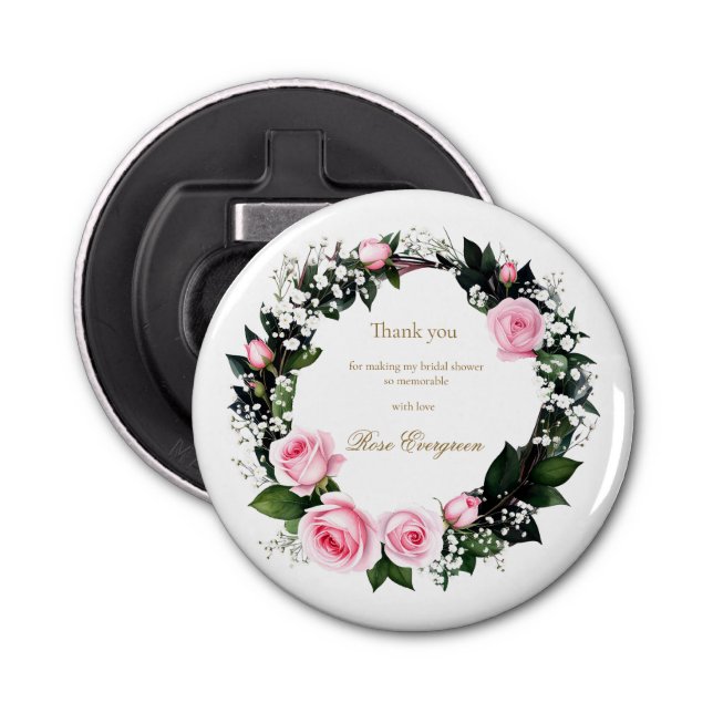 Blås Romantik:Rosa ros Möhippa Tack Flasköppnare (Framsidan)