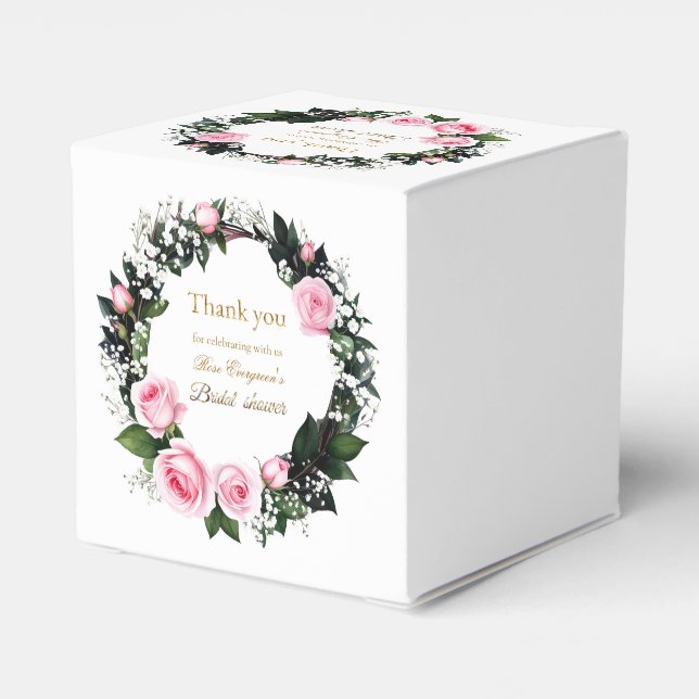 Blås Romantik:Rosa ros Möhippa Tack Presentaskar (Baksidan Sidan)