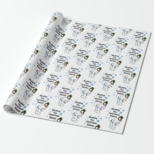 Blåsa dig julkyssar som slår in papper presentpapper