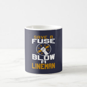 Blåsa en linjearbetare kaffemugg