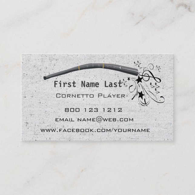 Blåsa musik noter Cornett Cornetto Zink Visitkort (Framsida)