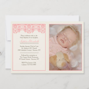Blåsa Rosa Baptism - fotoinbjudan Inbjudningar