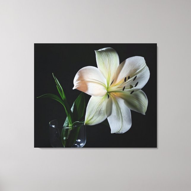 Blåsa White Lily Wrapped Canvas Skriv ut (Framsida)