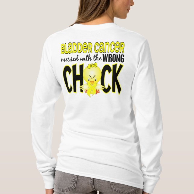 Blåsacancer röra med den fla chicken t shirt (Baksida)