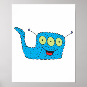 Blåsäcksmonster i lycklig poster