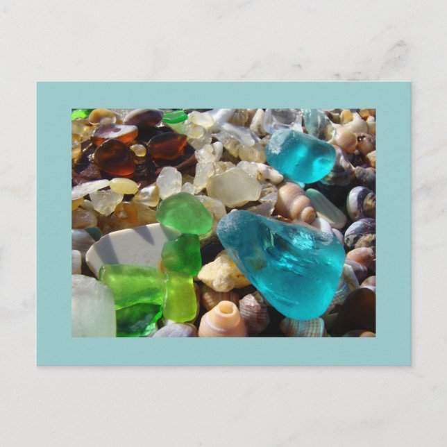 Blåsädesvykort, Grönt Sea Glass Agates Vykort (Framsida)