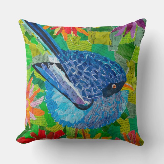 Blåsångare i blommorna kudde (Framsida)