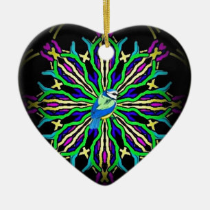 Blåsångare i en spiral kaleidoscope girt samling julgransprydnad keramik