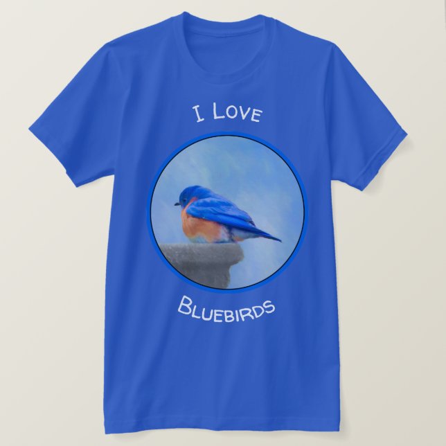 Blåsångaremålning - original- fågelkonst t shirt (Design framsida)