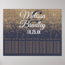 Blåsätesdiagram för guld Glitter i miniatyrdiagram Poster