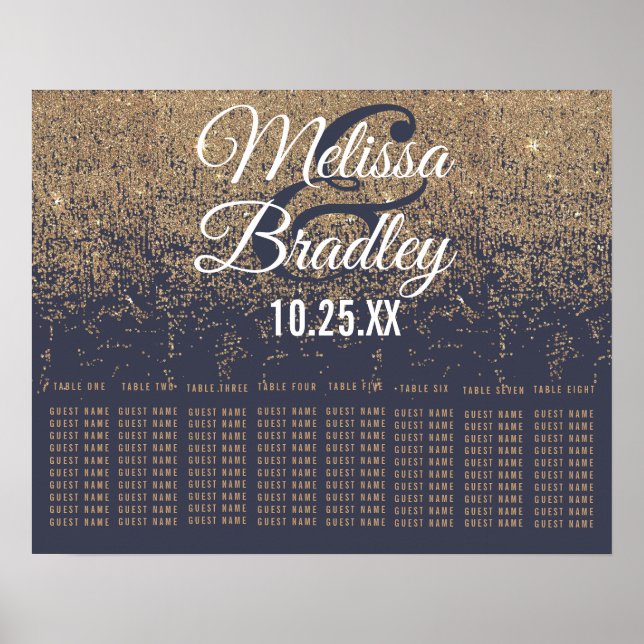 Blåsätesdiagram för guld Glitter i miniatyrdiagram Poster (Framsidan)