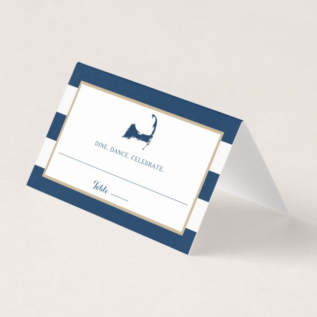 Blåsätet Guld Rand Chatham Cape Cod Bröllop Kort (Framsida)