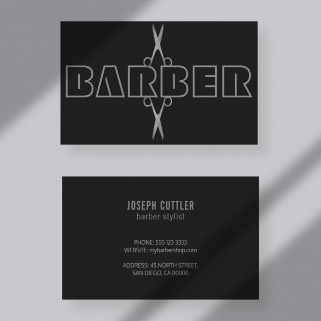 Blåsaxar av barber professionell silver visitkort (Skapare uppladdad)