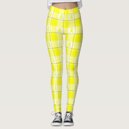Blåscancer Medvetande Plaid Gul Bandage Leggings