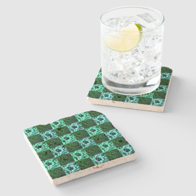 Blåschack eller cyan av grönt och himlar, med rekt stenunderlägg (Sidan)