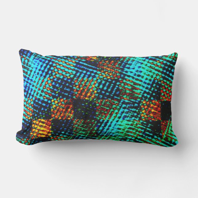 Blåschack, grönaktigt skrapa, rött, falskt fläckig lumbarkudde (Framsida)