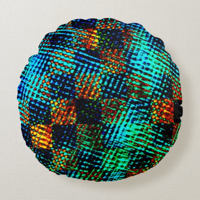 Blåschack, grönaktigt skrapa, rött, falskt fläckig rund kudde (Framsidan)