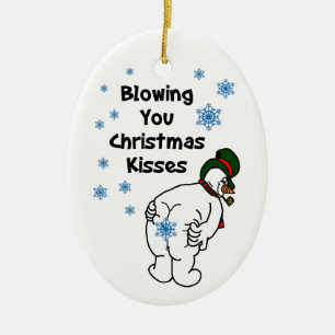 Blåser dig julen Kisses Snögubbe Julgransprydnad Keramik