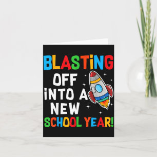 Bläser Iväg Till Ett Nytt Skolår Första Dagen Lära Kort