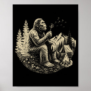 Blåser önskningar Roligt Bigfoot som blåser maskro Poster
