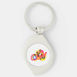 Blåsfisk glädje sommar lek swirl silverfärgad nyckelring