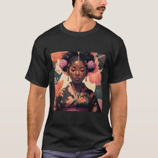 Blasian Girl in Kimono T Shirt
