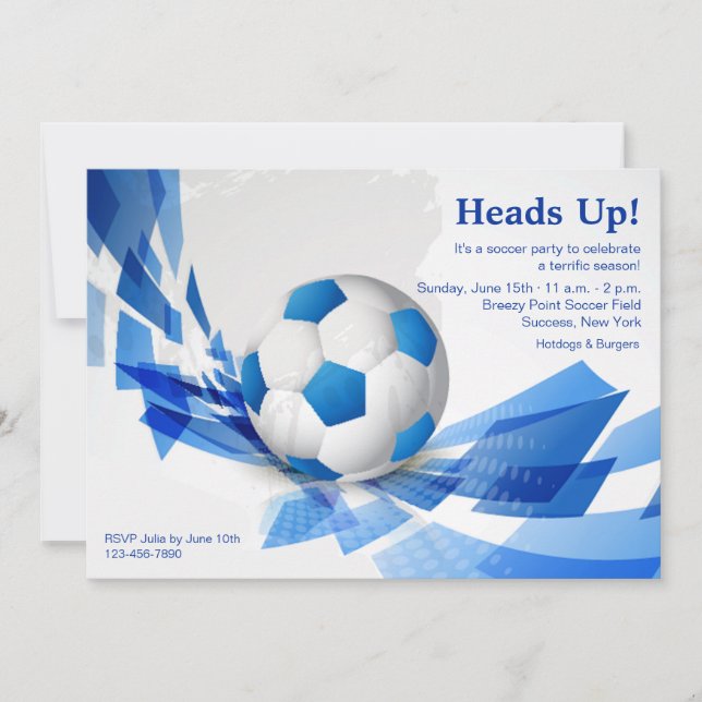 Blåsidentifierad inbjudan till fotbollspartiet (Framsida)