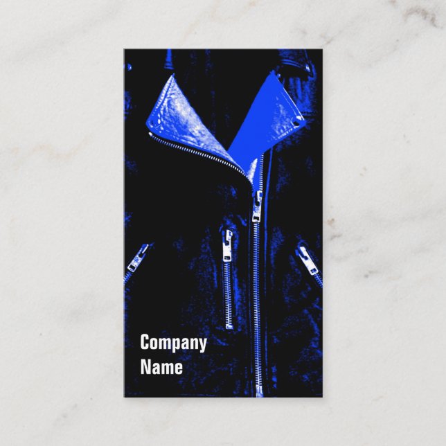 Blåsidig text i läder-Jacka-affärskortet Visitkort (Framsida)