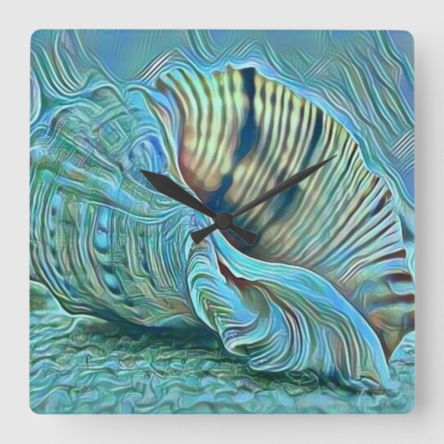 Blåsiga gröntar på strandmålning fyrkantig klocka (Framsida)