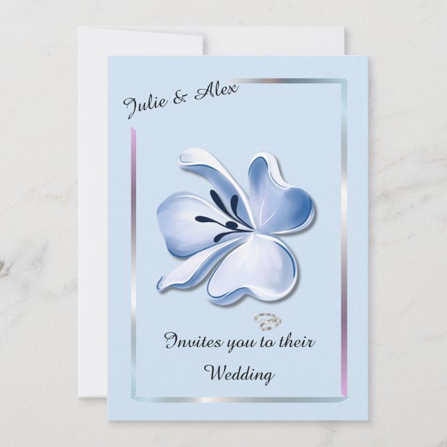 Blåsiga holografiska bröllopsinbjudningar inbjudningar (Framsida)