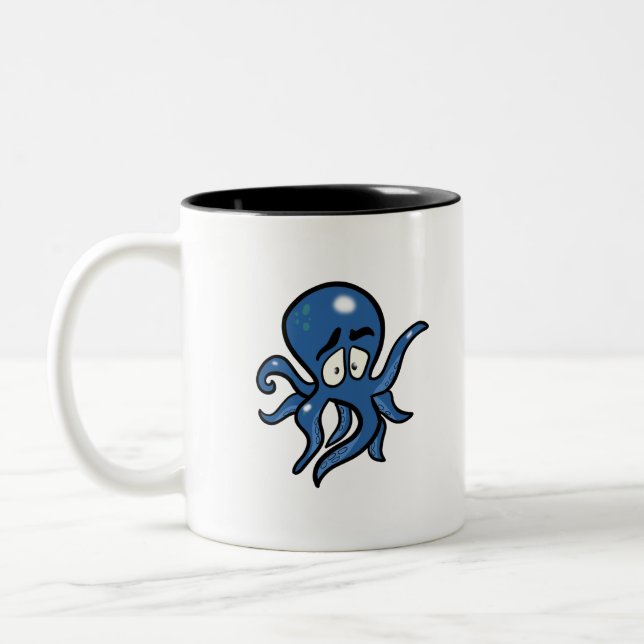 Blåsiga Tecknader, bläckfisk, tvåtonkaffe, Mugg (Vänster)