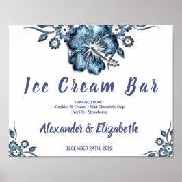 Blåsignatur för Ice Cream Pub Möhippa Bröllop Blue Poster
