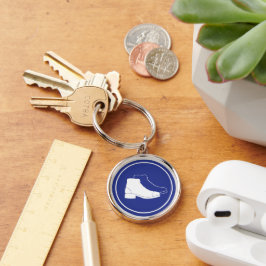 Blåsignatur för säkerhetsskor | Premium Keychain Rund Silverfärgad Nyckelring