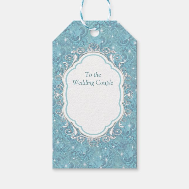 Blåsilke - upprepa mönster och vita gnistor presentetikett (Framsidan)