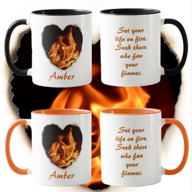 Blasing Flames Heart of Fire Rumi Quote Mugg (Skapare uppladdad)