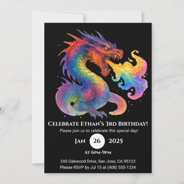 Blasing Spiral Dragon Birthday-inbjudan Inbjudningar (Framsida)