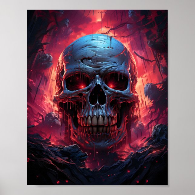 Blåskal framför rött- och Lila-ljus Poster (Framsidan)
