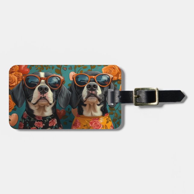 Blåskalans konhund med hjärtans hjärtans dag i Ro Bagagebricka (Horisontell Framsida)