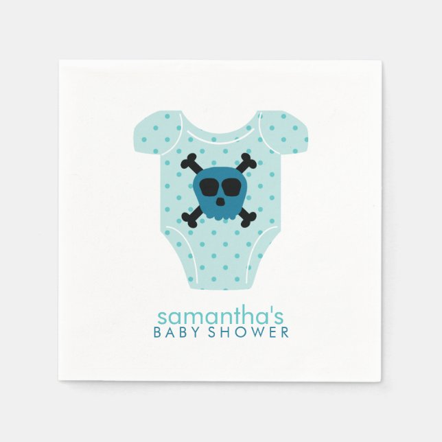 Blåskålen och Bones Baby Outfit Baby Shower Pappersservett (Framsidan)